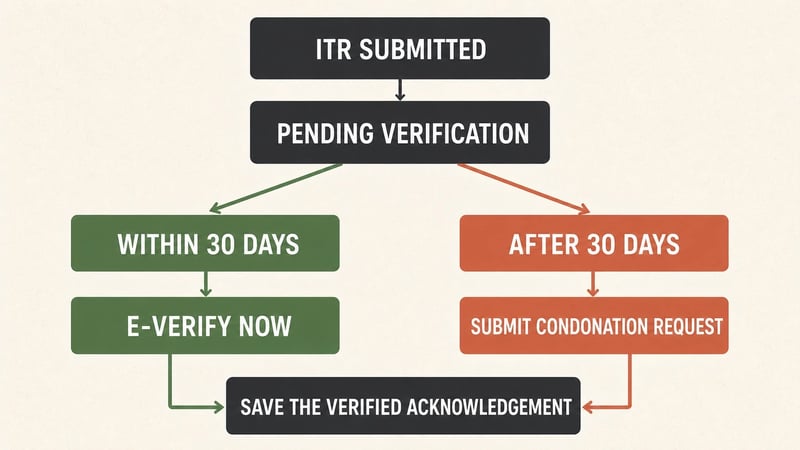 Flowchart showing what to do when an ITR is submitted but verification is pending.
